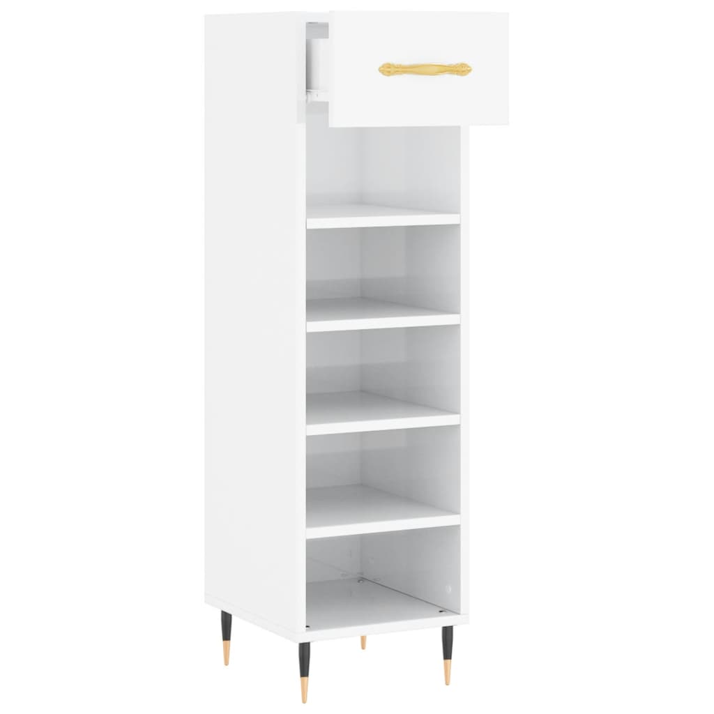 Shoe Cabinet High Gloss White 30x35x105 cm Engineered Wood